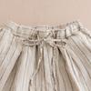 Summer Round Neck Half Sleeve Striped Single Breasted Shirt Sets Elastic Waist Cotton Hemp Pockets Loose Casual Haren Pants Suit