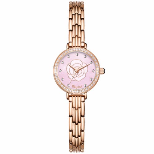 

RORIOS watch, Women s, Water Resistant, Made in Japan, Floral & Mother-of-Pearl Dial, Sparkling Diamonds, Bracelet-Style Analog Quartz Movement, Perfe