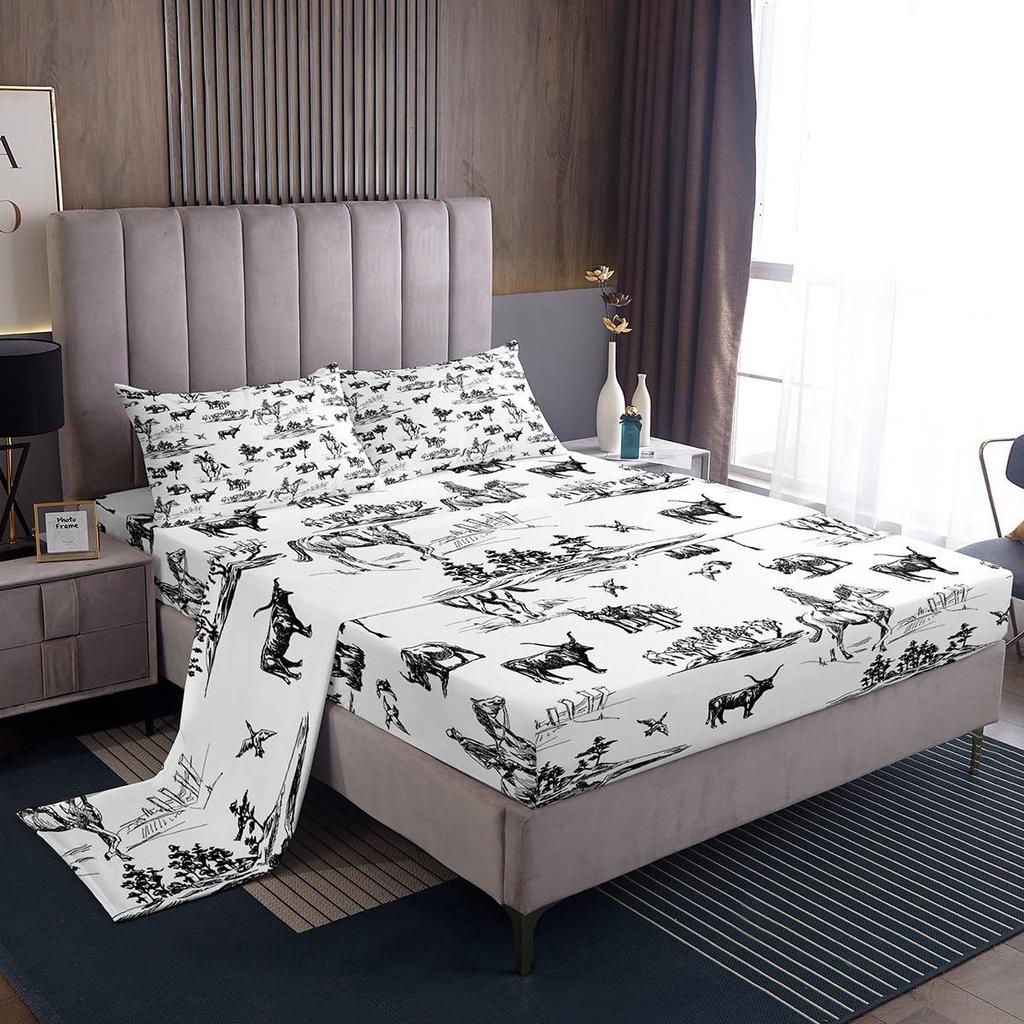 Cartoon Animal Little Monkey Pattern Bed Hat Four-piece Bedding Set Bedroom Dormitory Bedding Decoration