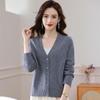 Women's 100% Merino Wool V-Neck Cardigan Sweater