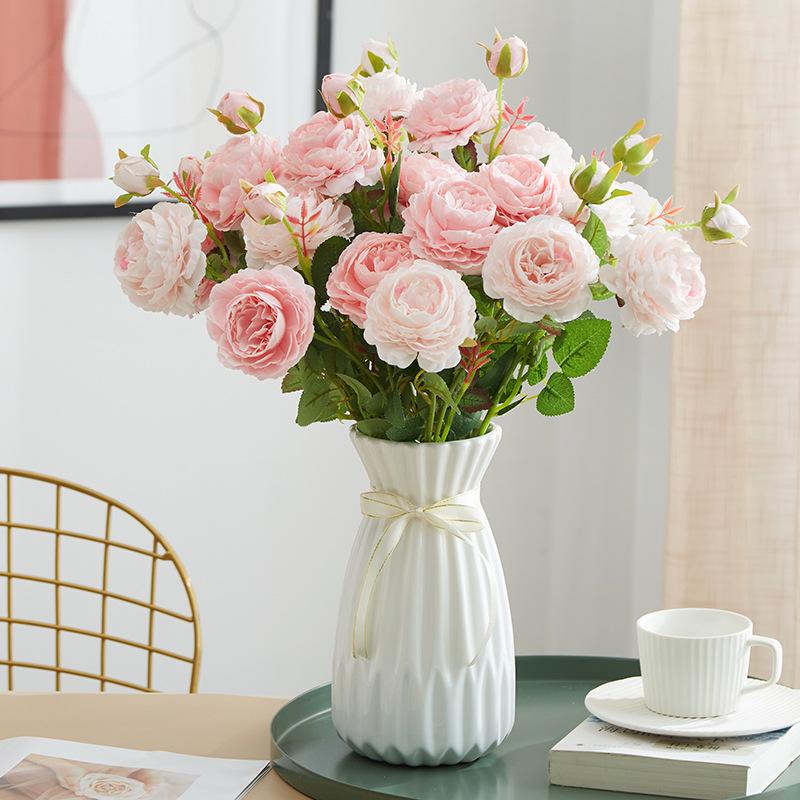 Peony Silk Rose Bouquet: Artificial & Dried Flowers for Indoor Decoration Centerpiece