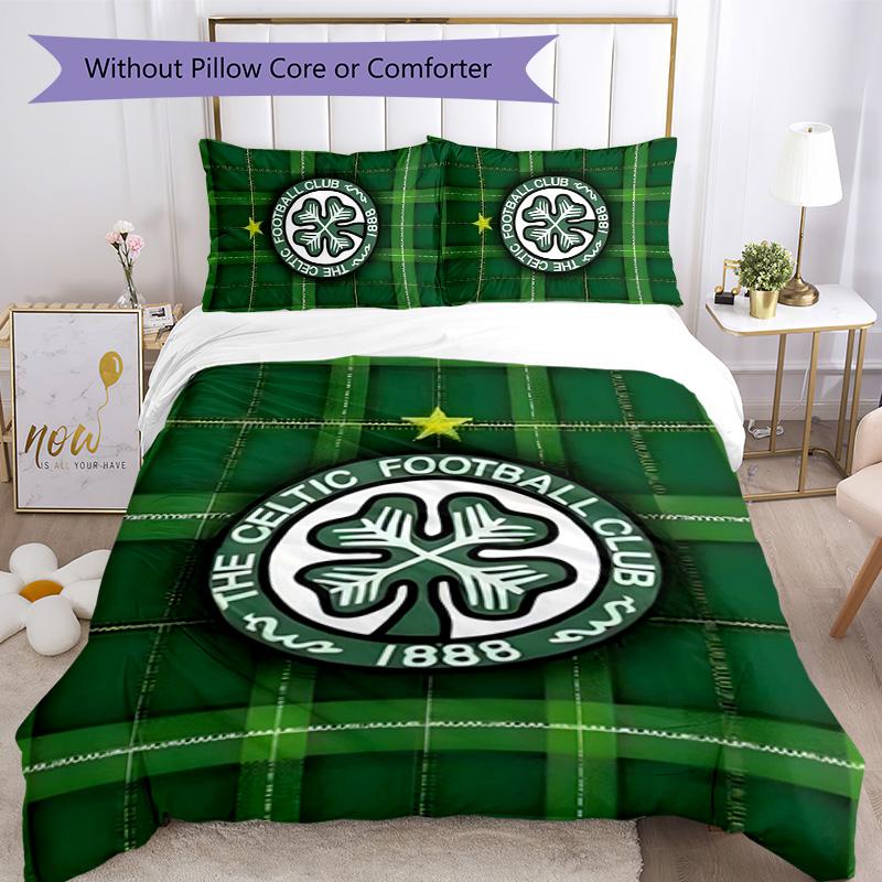 Celtic FC 3-częściowy komplet pościeli Poszewka na kołdrę Zapięcie Zawiera 1 poszewkę na kołdrę i 2 poszewki na poduszki na wszystkie pory roku Dekoracja sypialni, domu, akademika