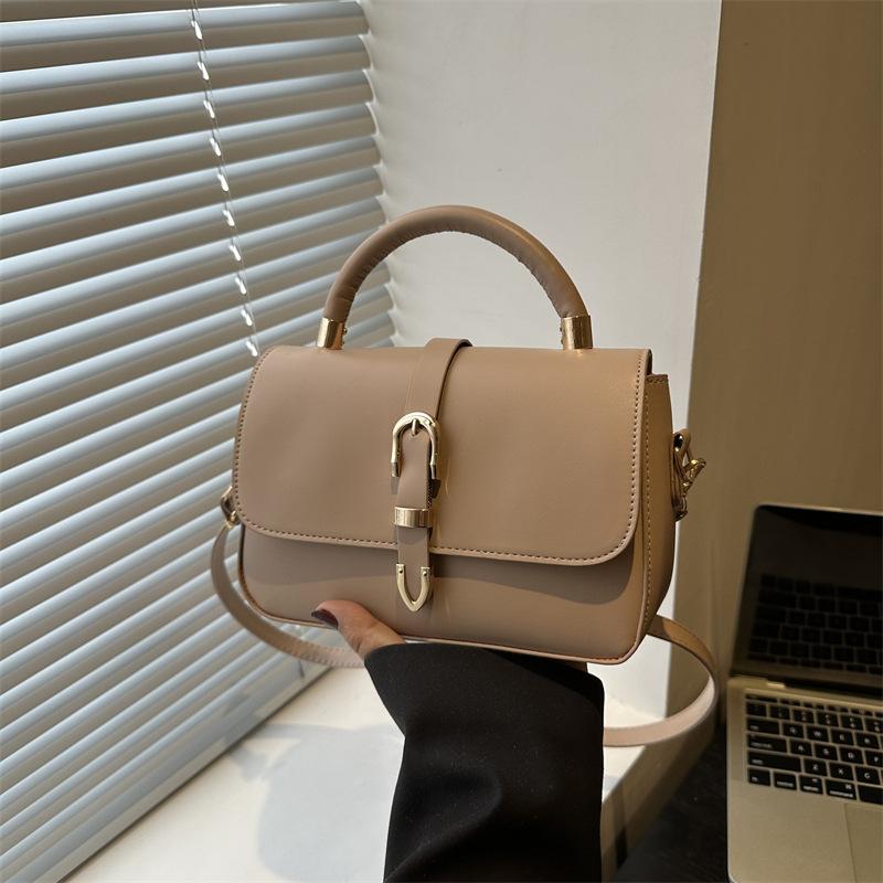 Bag Women's New Fashion Portable Small Square Bag Lychee Pattern Textured Commuter Shoulder Crossbody Bag