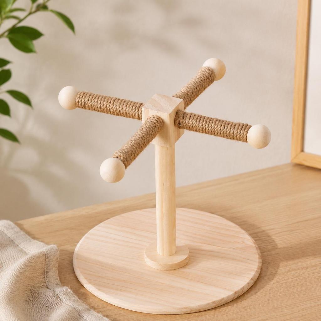 Wood Parrot Stand, Chewable Windmill Perch for Cockatiel Budgie Conure, Rotating Avian Companion
