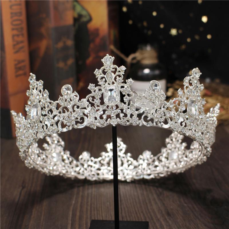 Baroque Bride wedding crown headdress Colors Metal Crystal circle Tiaras Hair Jewelry Queen King Diadem Head Ornaments