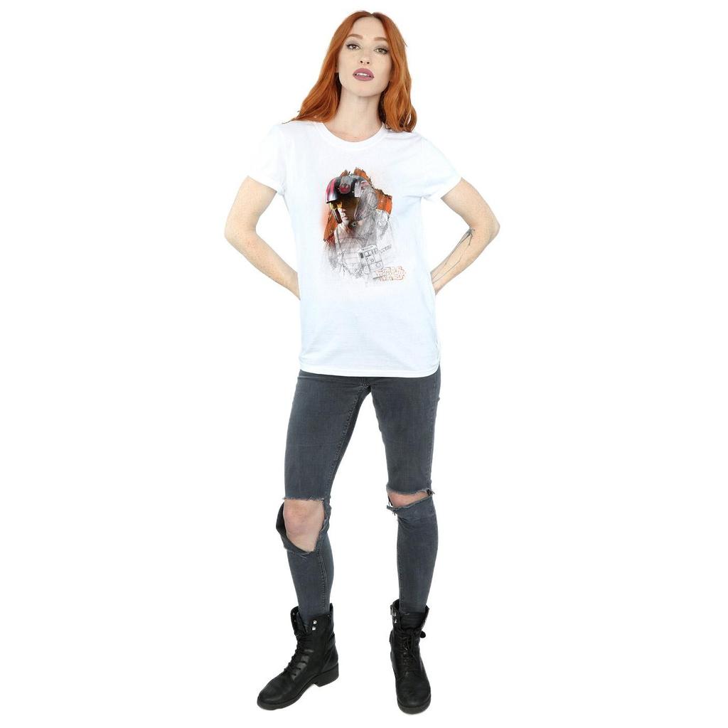 Star Wars Womens/Ladies The Last Jedi Poe Dameron Brushed Cotton Boyfriend T-Shirt