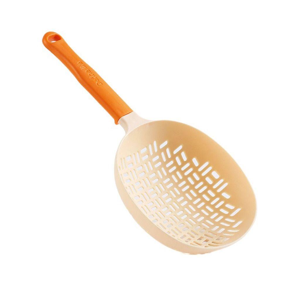 Anti-scald Slotted Spoon Long Handle Cooking Strainer Spoon Silicone Pasta Colander  Spaghetti