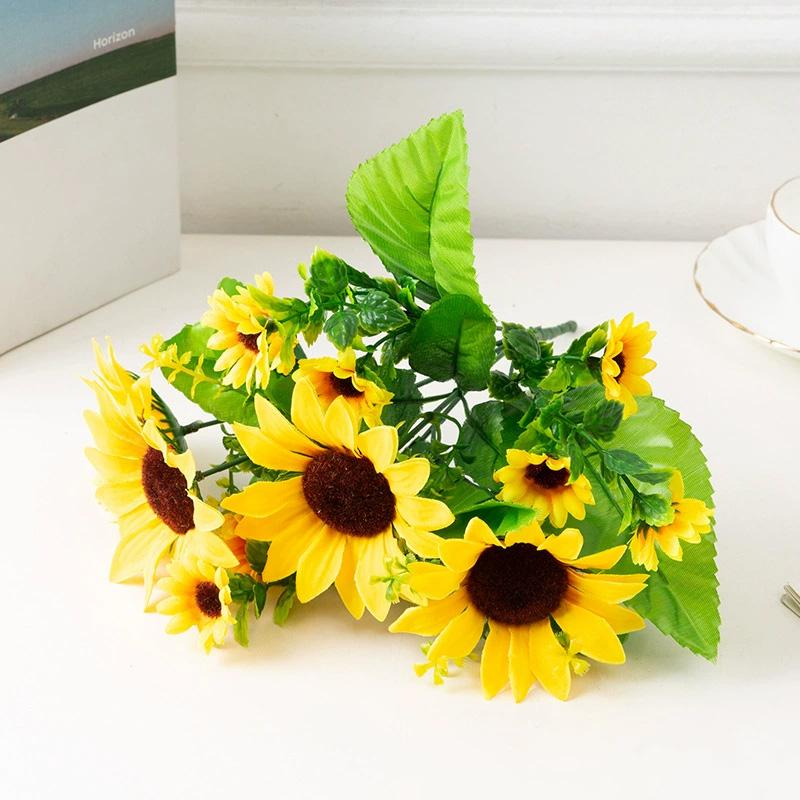 1 Bunch Silk Sunflower Realistic Artificial Flowers Bouquet Home Decor Fake Flowers Wedding Bouquet 24 Sunflower