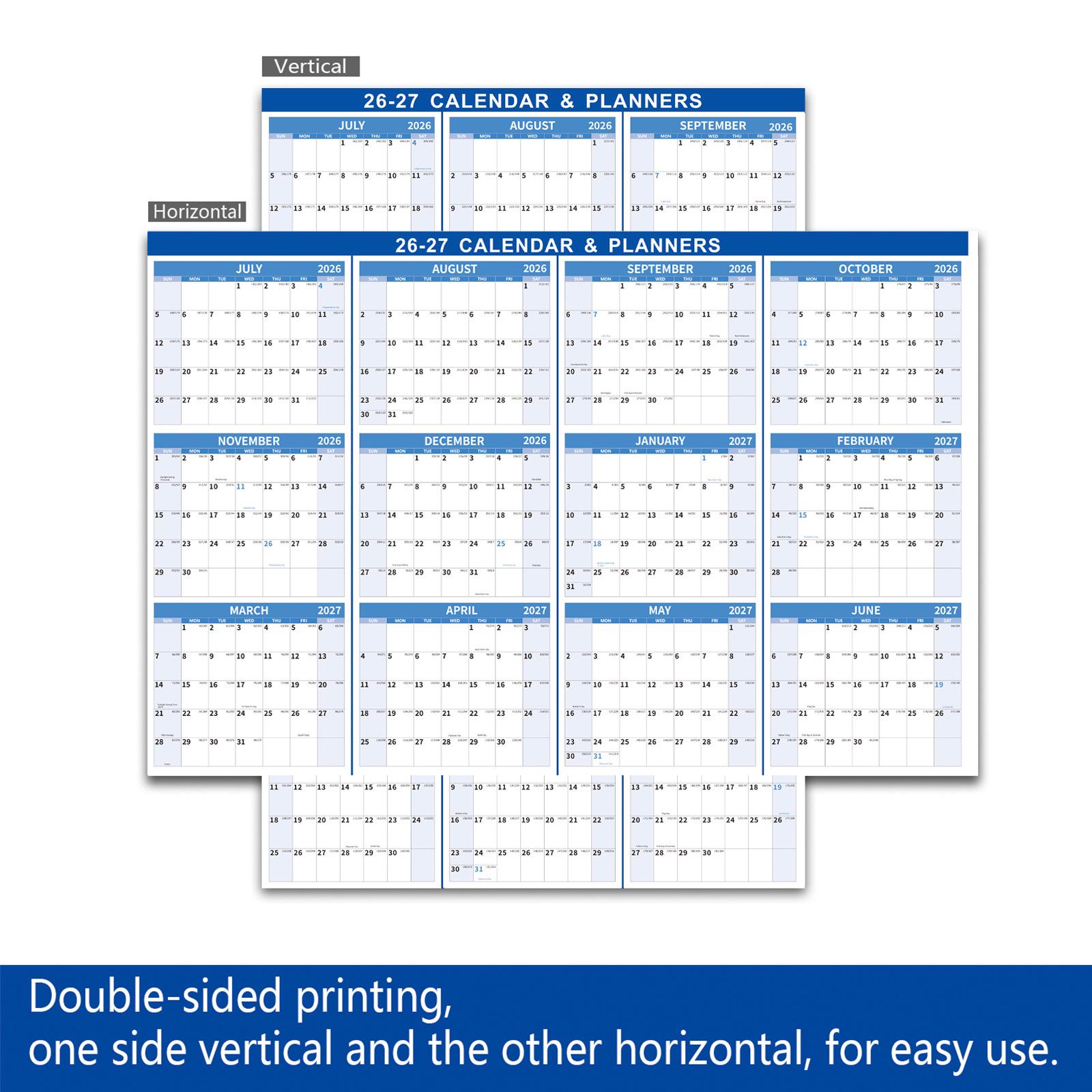 In Stock: 2026-2027 Erasable Wall Calendar - Double-Sided and Customizable
