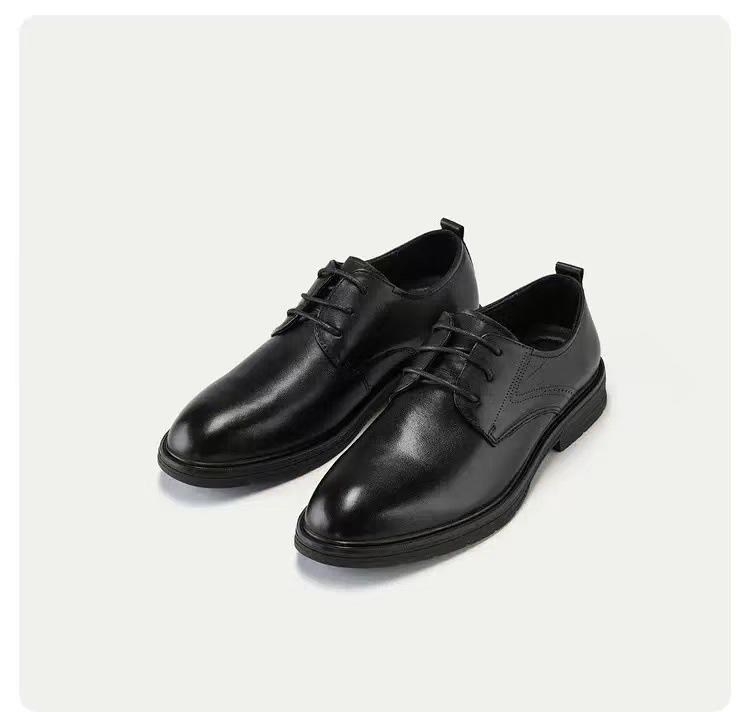 Men's Formal Lace-up Leather Shoes - High-end Cowhide with Soft Texture