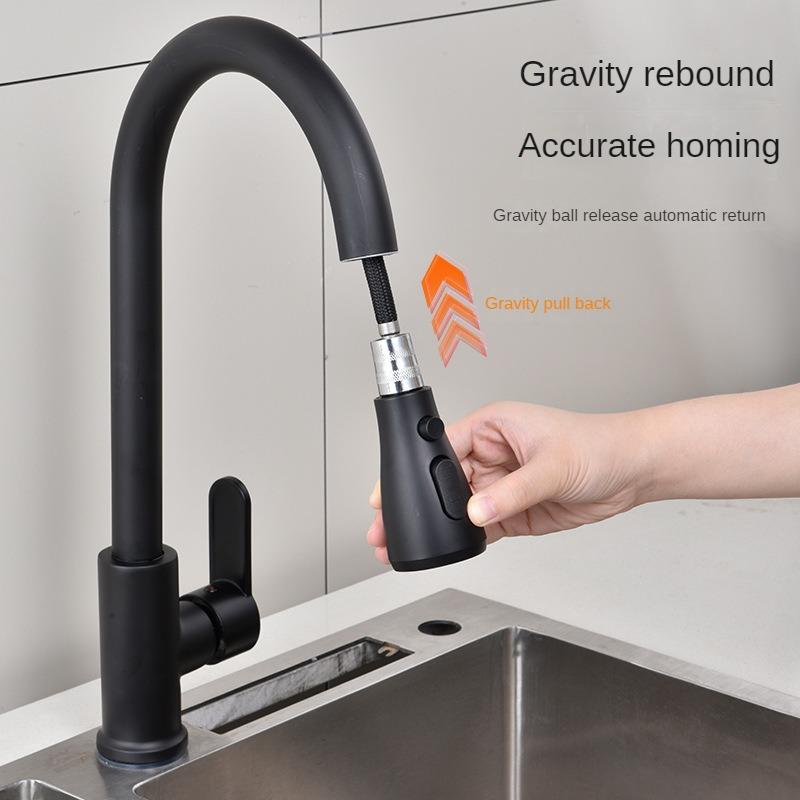 Kitchen Faucets Stainless Steel Pull Out Kitchen Sink Water Tap Deck Mounted Mixer Stream Sprayer Head Hot Cold Taps