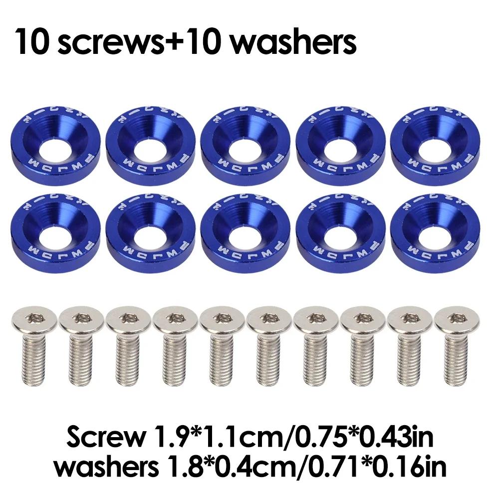M6 Anodized Aluminum Fender Screw Washers Bolts for Automobile Fender Headlight Bumper Car Modified Fasteners JDM Fender Washers