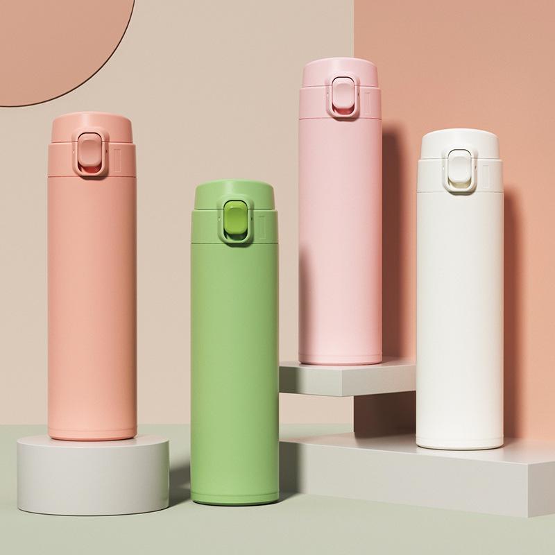 Macaron Flip-Top Insulated 304 Stainless Steel Tumbler - Car Vacuum Water Cup Gift