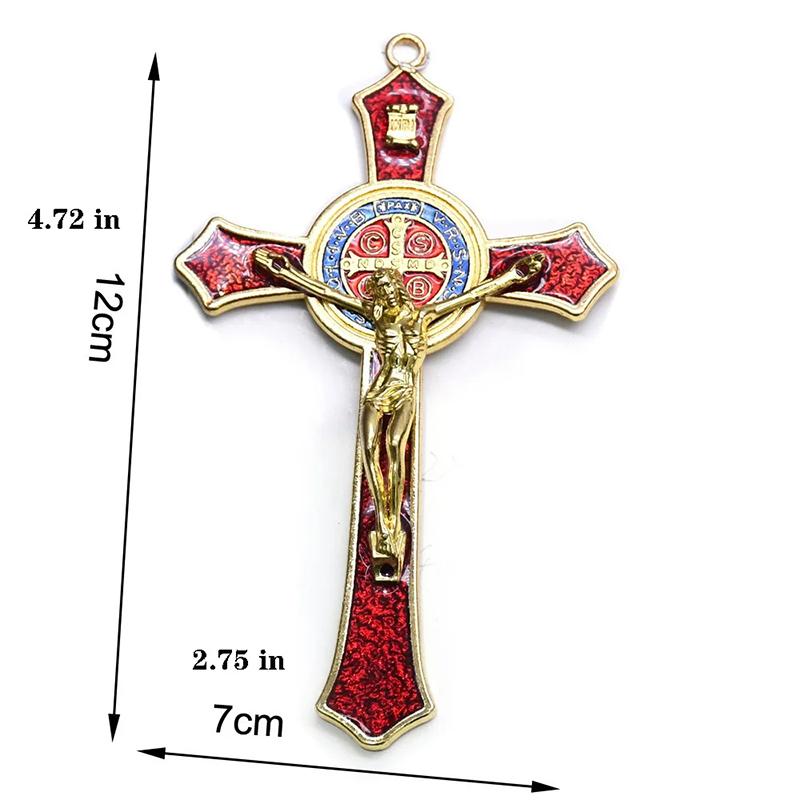 Christian Jesus Cross Metal Alloy Material Christmas Easter Christian Baptism Decorative Pendant Red -blue High Quality Gifts