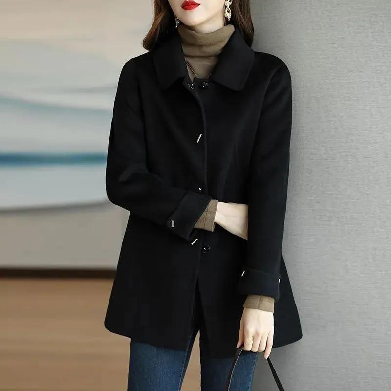 Women Jacket Windbreakers Overcoat Loose Fashion Office Lady Single Breasted Pocket Warmth Autumn Winter Topcoat