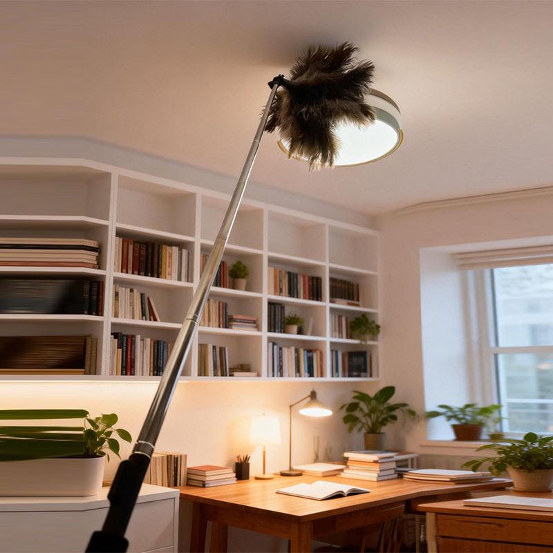 Feather Duster Wooden Handle Duster Anti-static Dust Removal for High Ceiling & Home Cleaning Gentle on Delicate Surface
