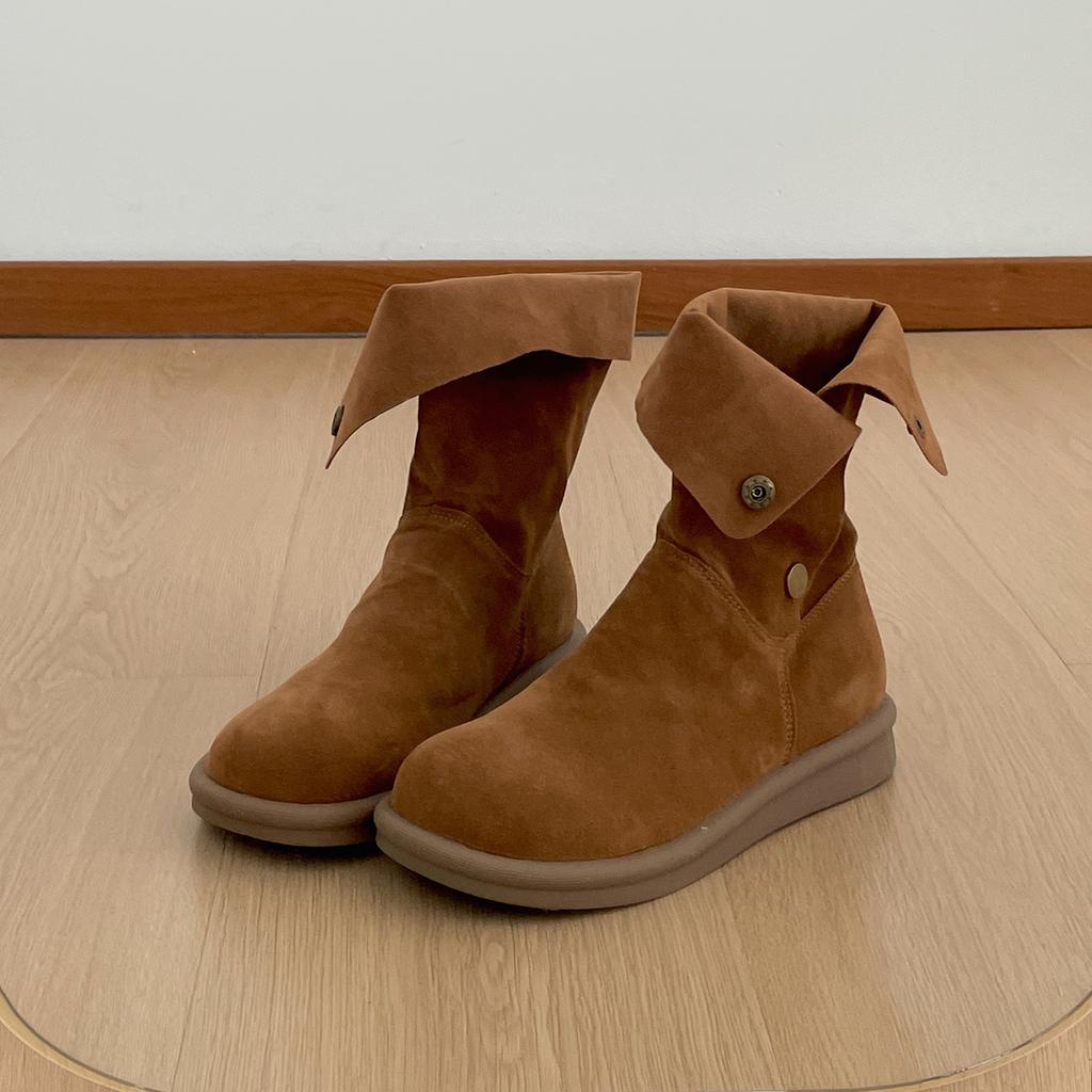 Queen Fan Khaki Retro Platform Boots Women's 2025 New Autumn with Skirt Slim Maillard Short Boots