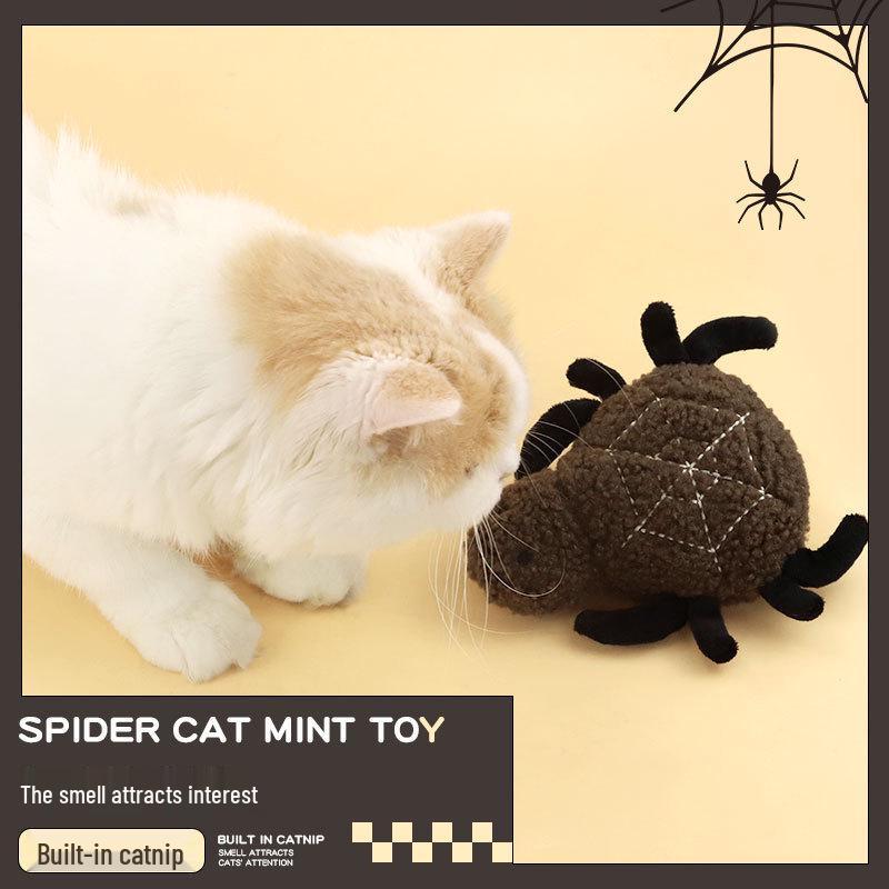 Halloween Catnip Spider Toy - Plush Tease Toy for Cats