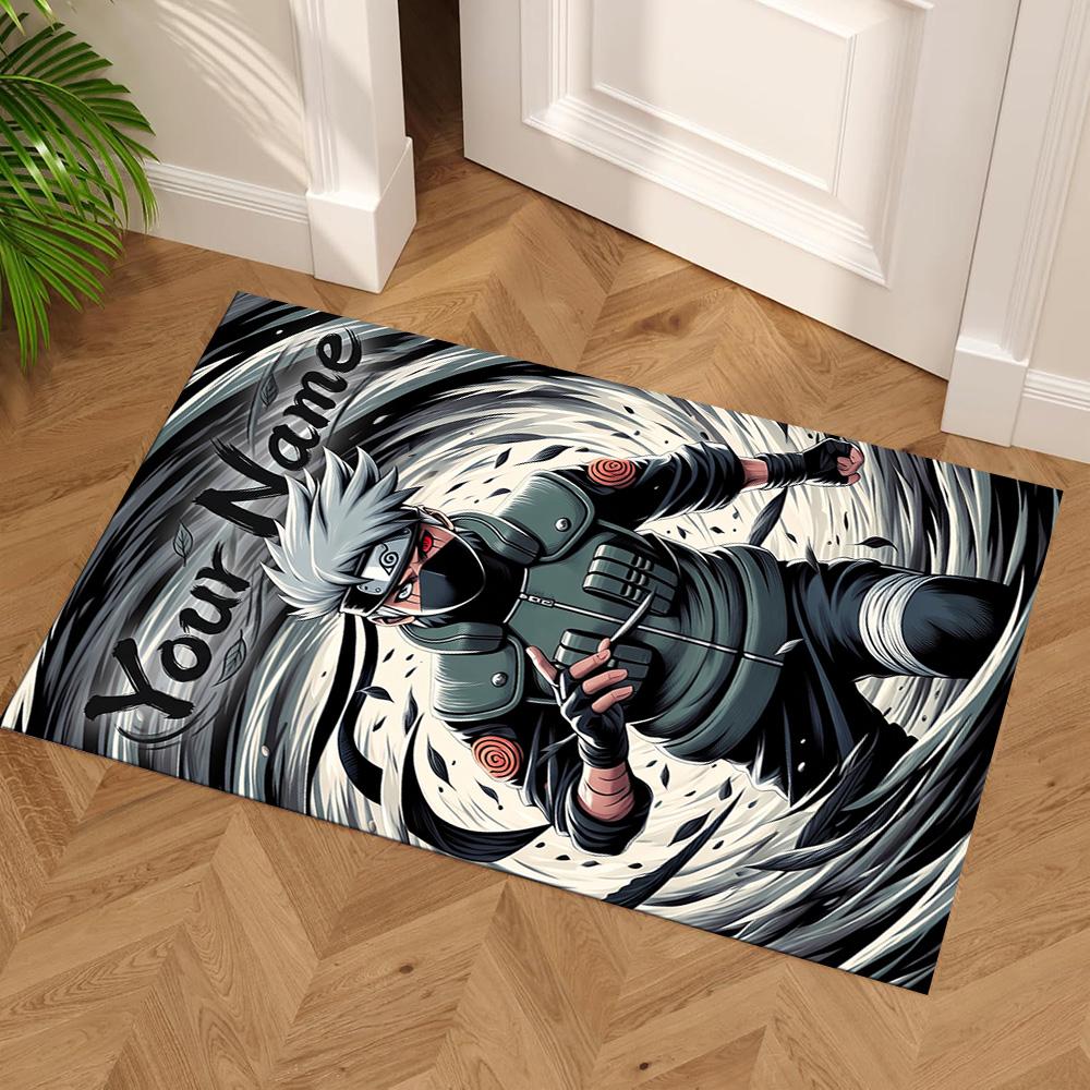Naruto Character Customize Your Name Floor Mat Suitable for Kitchen Game Room Foyer Entryway Anti-slip Rug Anime Office Decor
