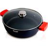 Casserole 24cm, Induction, Couvercle En Verre, Antiadhésive, Fonte d'Aluminium Wecook Ecostone Noir 51765