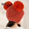 3 Pcs/Set Children Winter Hat Scarf Gloves Set Thick Knitted Ear Protection Cap Gloves Stretchy Windproof Winter Outdoor Cycling Dome Beanie Neck