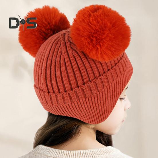 3 Pcs/Set Children Winter Hat Scarf Gloves Set Thick Knitted Ear Protection Cap Gloves Stretchy Windproof Winter Outdoor Cycling Dome Beanie Neck