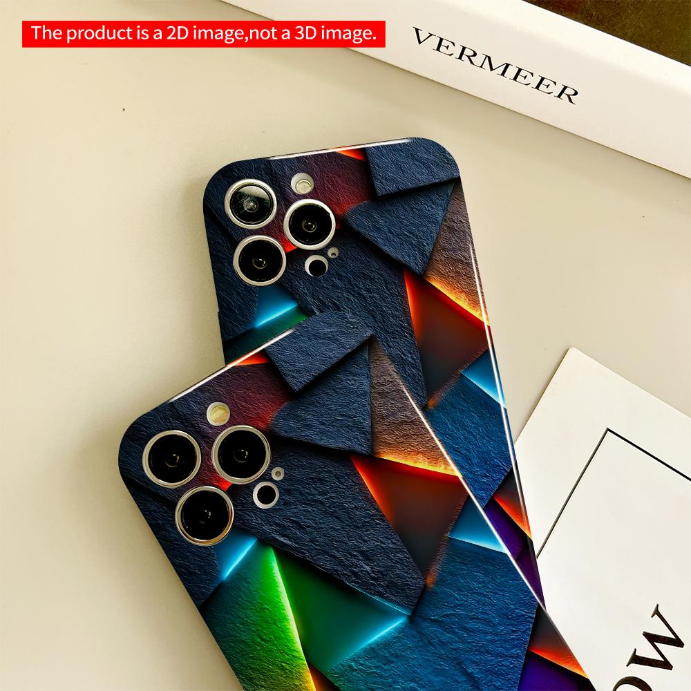 2DFlat Neon Glow Geometric Abstract Phone Case All inclusive film hard phone case, compatible with iPhone 18 Pro Max 17 16 15 14 13 12 11