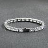 Rockyu Unisex Tennis Chain Bracelet with Cubic Zirconia, Square Cut, Gold and Silver Finish, 5mm Wide, 17.7cm Long, Simple and Sparkling Design, Unise
