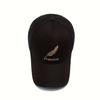 Feather & Freedom Embroidered Baseball Cap Black Washed Peaked Hat Summer Adjustable Sunshade Cap Suitable For Outdoor Sports