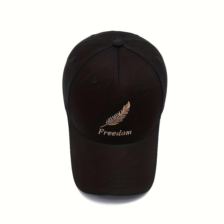 Feather & Freedom Embroidered Baseball Cap Black Washed Peaked Hat Summer Adjustable Sunshade Cap Suitable For Outdoor Sports