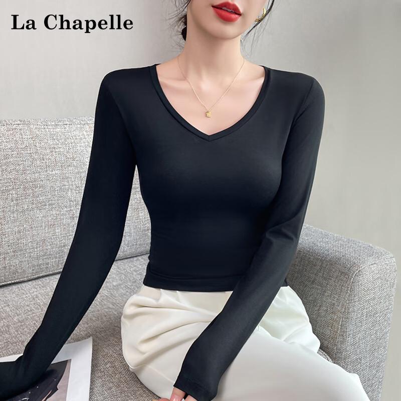 La Chapelle Women s V-neck Long Sleeve Slim Fit T-shirt S