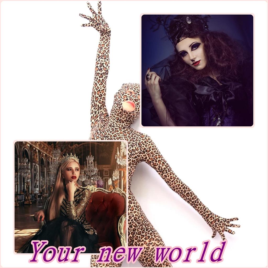 Full Body Tights Leopard Print Cosplay Sexy Catsuit Zentai Halloween E667 [Eiza] (L)