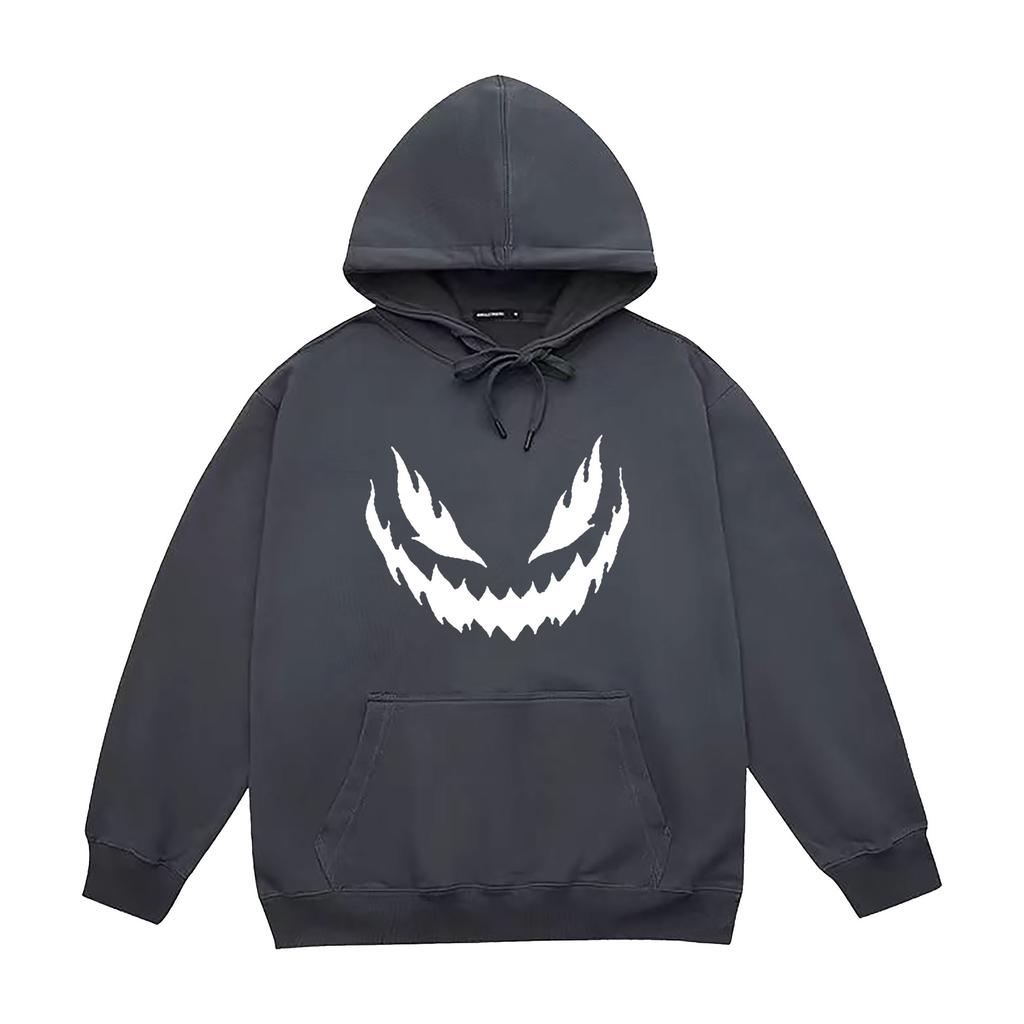 High-Quality Fashion Trendy Printed Autumn Winter Frayed Edge Emoji Printed Hoodie Sweatshirt Unisex Korean Style Trendy Casual