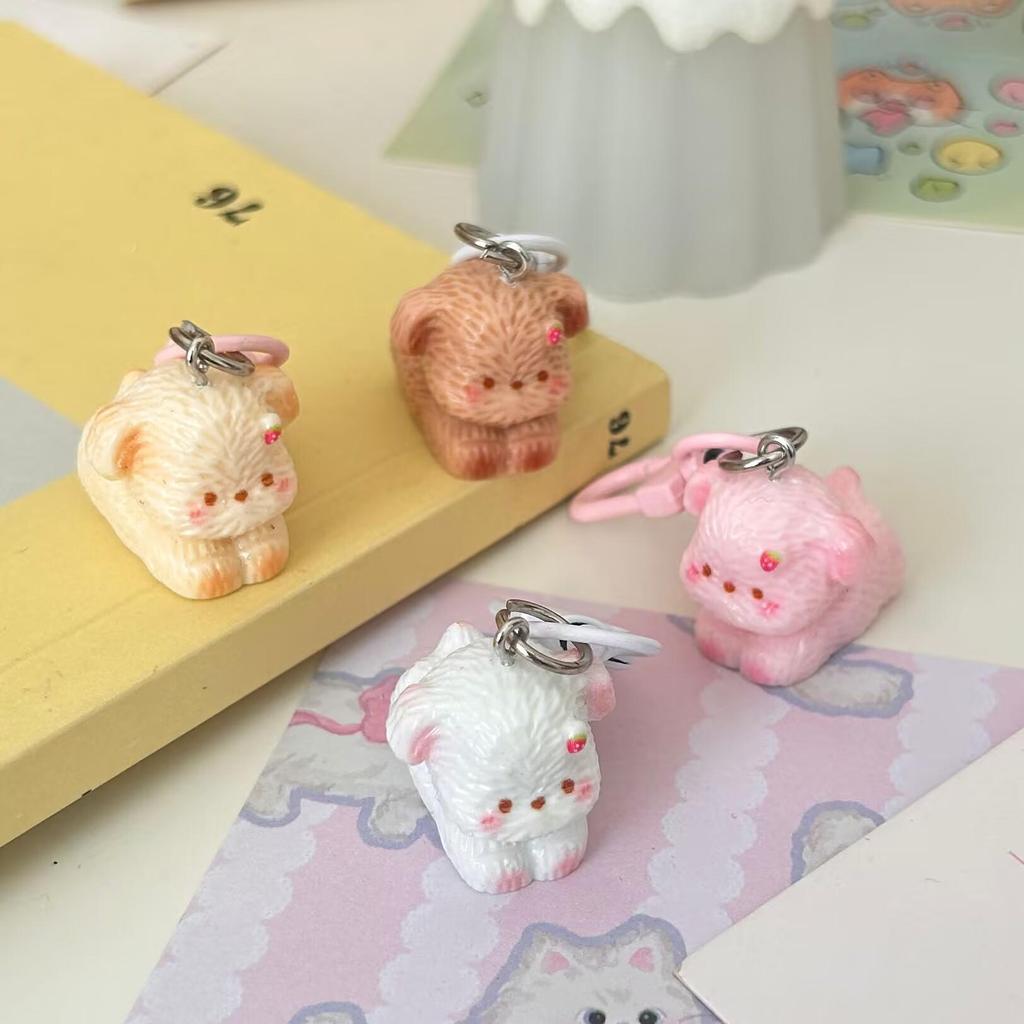 Creative 3D Resin Puppy Keychain - Cute Cartoon Teddy Bag Charm