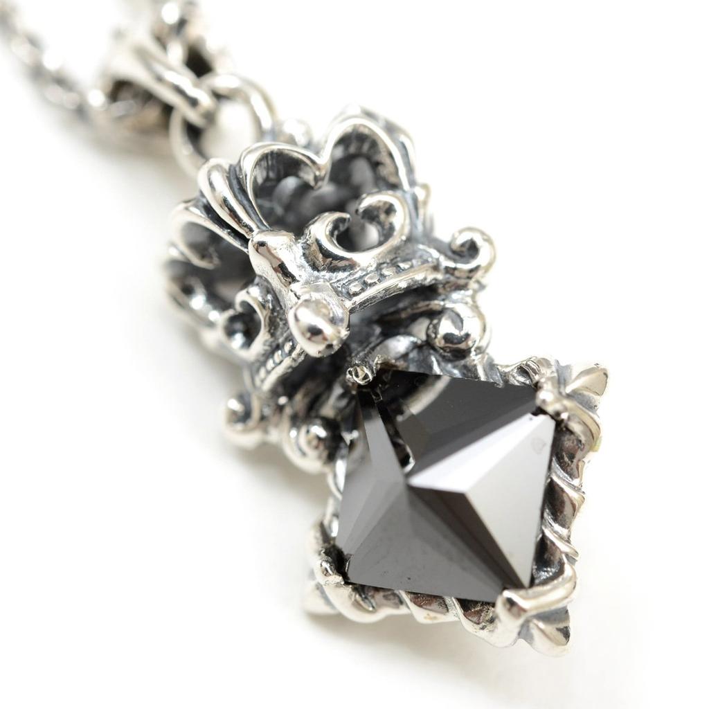 Silver 925 Onyx Necklace Crown Natural Stone Power Stone [Ishiki] [663svn]