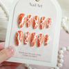 24-Piece High-End Almond Wearable Nails with Orange Lightning Crack Design