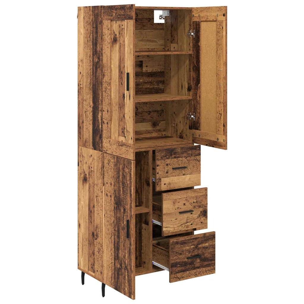 Highboard with Drawers 2 pcs Reclaimed Wood Effect Particleboard