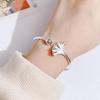 999 Sterling Silver Three Lives One Fate Open Bracelet, Ancient Style, Apricot Leaf Design, Artistic and Simple Women's Gift