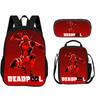 Deadpool  School 3Pcs Set Backpack+lunch Box+Pencil Case Fashion Schoolbag Backpack Trend Kids Gift Practical Multifunctional