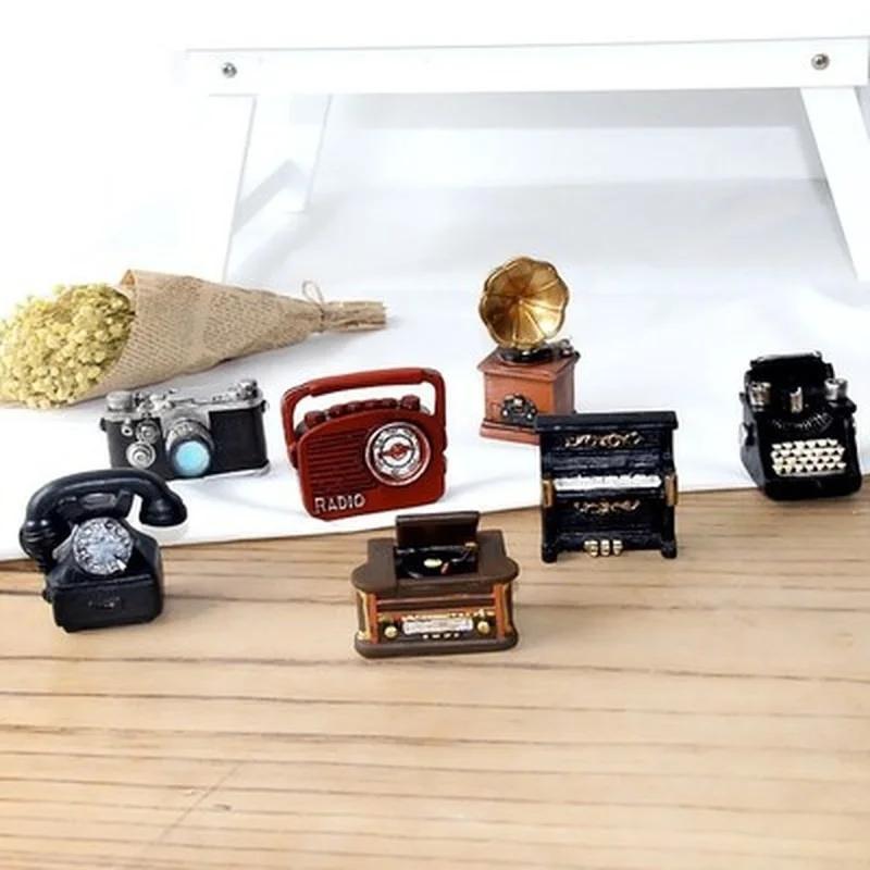 American Country Vintage Nostalgic Mini Camera Radio Piano Designs Ornaments Room Table Home Decoration Accessories