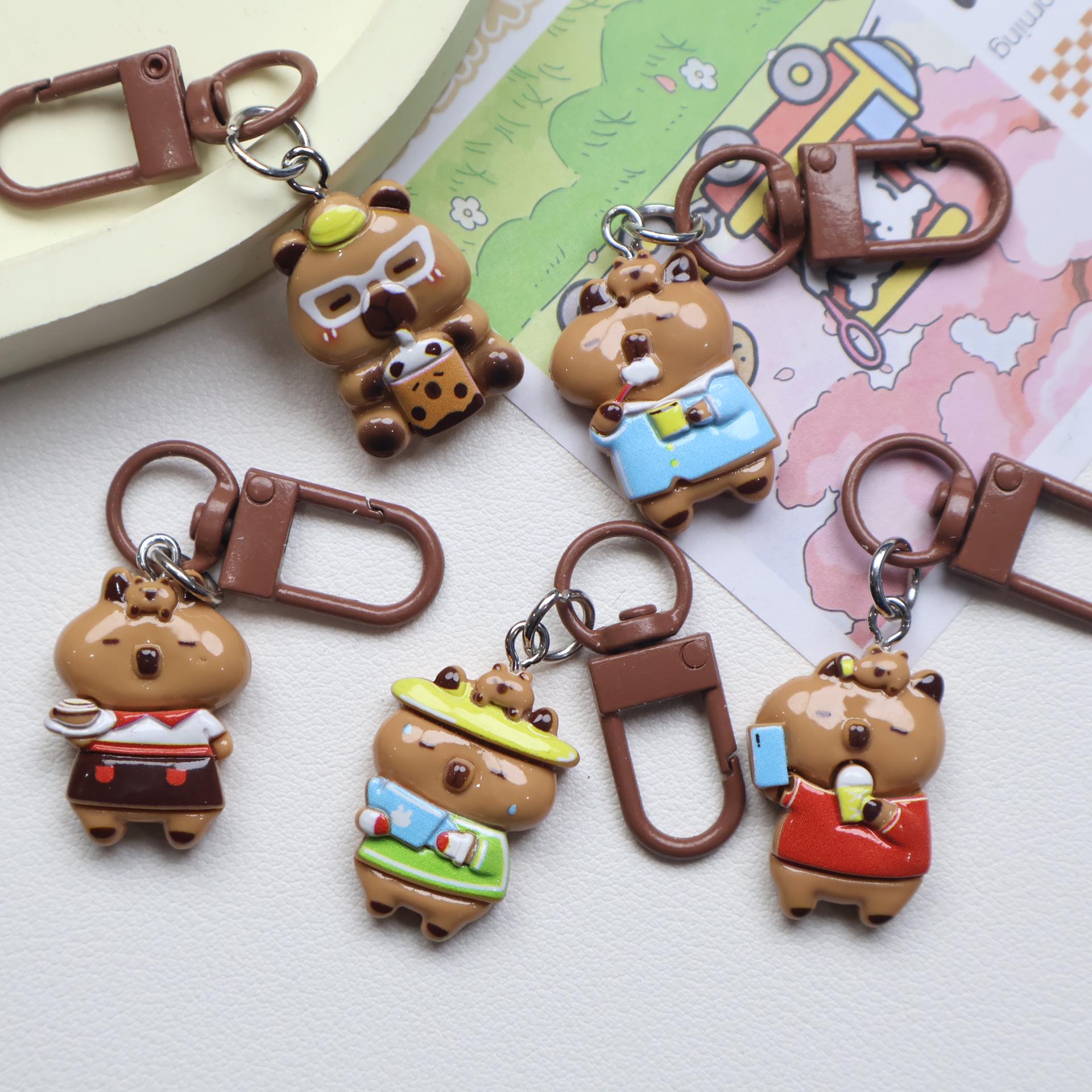 Creative Capybara Cartoon Keychain: Cute Backpack Charm & Pendant for Best Friends