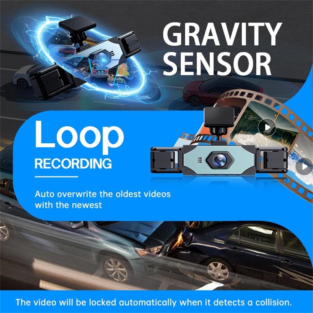 Автомобильный видеорегистратор 4-канальный 360° Передний Задний Внутренний Видеорегистратор Fhd 1080P Автомобильная Камера