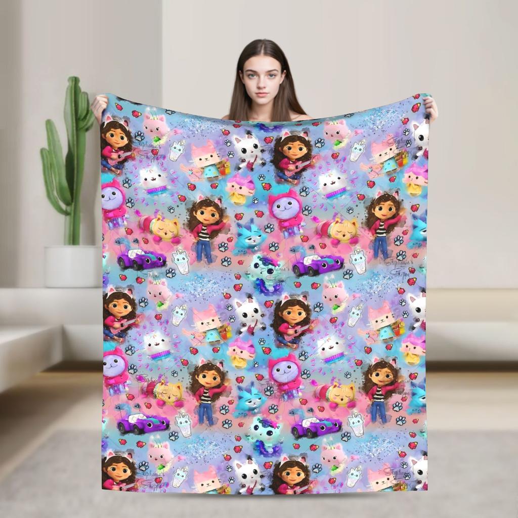 G-gabbys Dollhouse Fun Flannel Blanket Super Warm Bedding Throws for Couch Bed Travel Office Aesthetic Bedspread Sofa Bed Cover