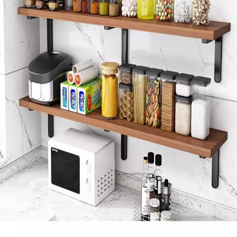 Wall Shelves Floating Wood Water Resistant-Space Saving Storage Display Rack Kitchen Bathroom
