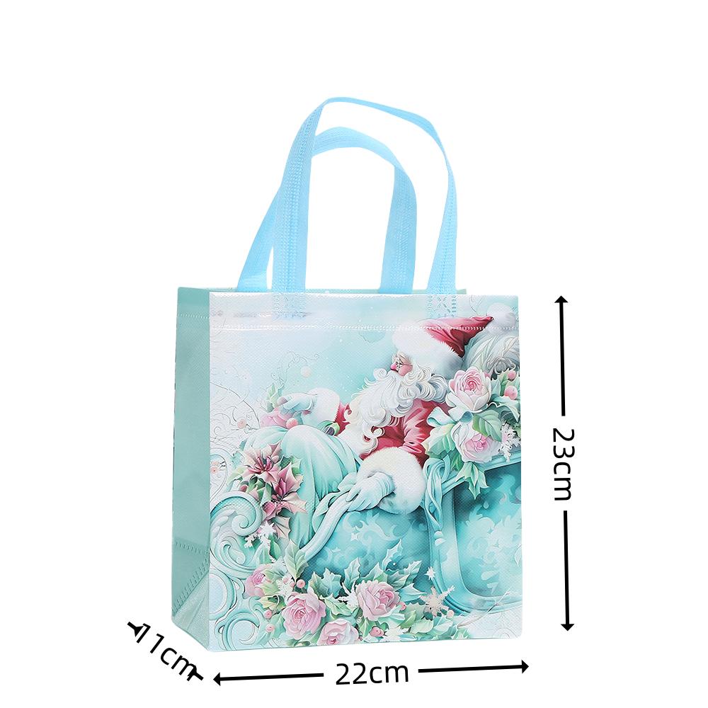 StoBag Mint Christmas Gift Wrapping Bags Luxury Designer Bags Santa Sleigh Reindeer Non Woven Gift Packaging Bags for Sweets Use