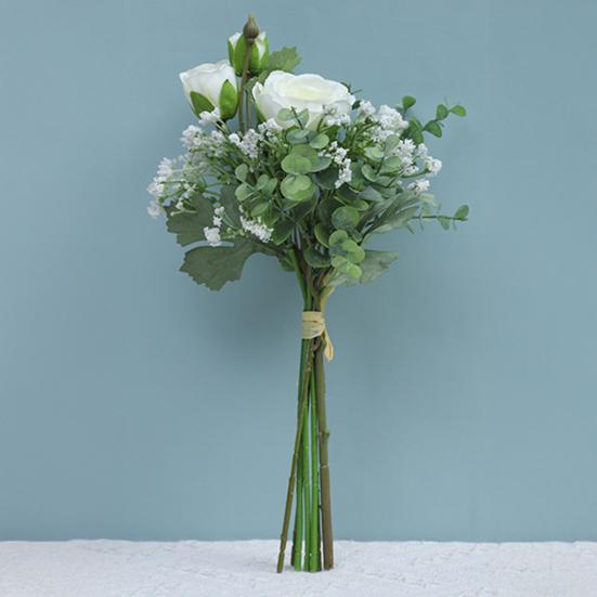 Gemischte Sträuße Künstlicher Blumenstrauß Kunstblumen Schleierkraut Rosenblüten mit Stielen Realistischer Schleierkrautstrauß für Hochzeitsmittelstück Brautparty