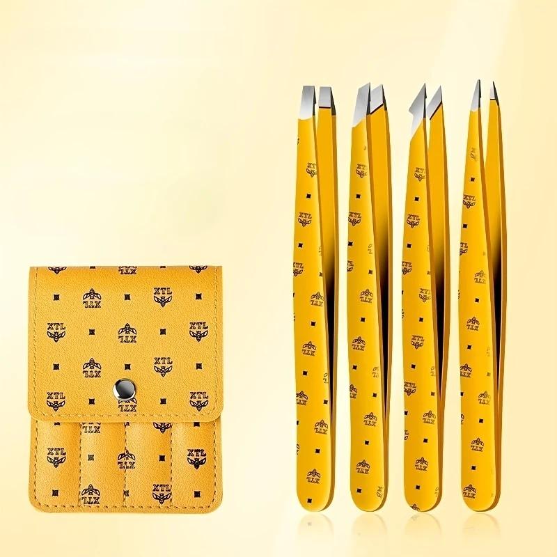 

Набор пинцетов для бровей из нержавеющей стали, профессиональный косметический инструмент Tweezers Set Of Four