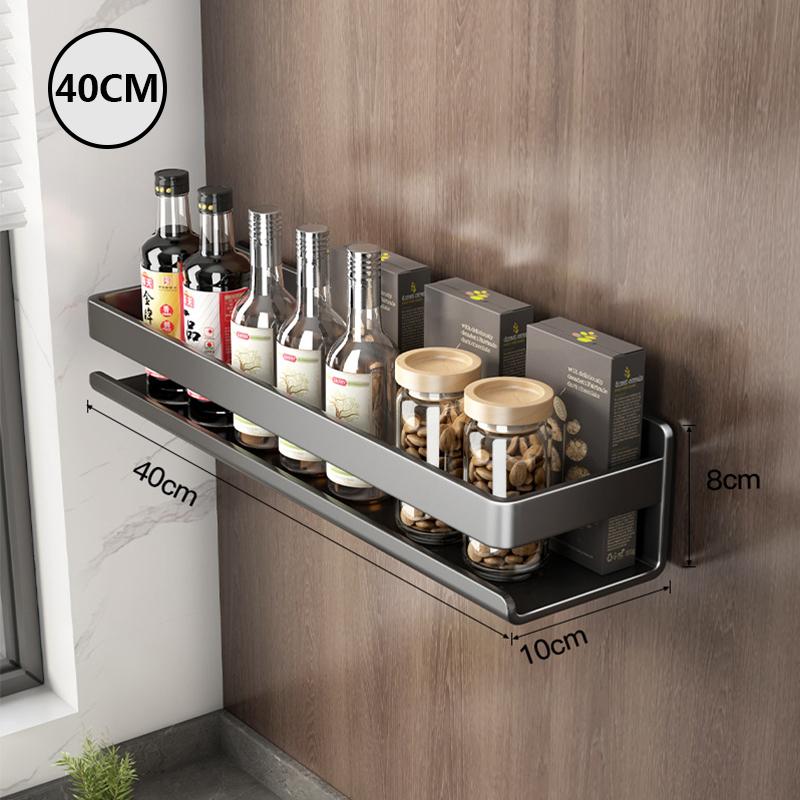 Luxury Kitchen Rack Condiment Jar Storage Rack No Punching Wall-Mounted Seasoning Storage Rack Kitchen Accessories Organizer