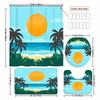 4pcs Shower Curtain Set with 12 Hooks -Shower Curtain, Bath Mat, Toilet Seat Cover And U-Shaped Rug - Machine Washable Bathr