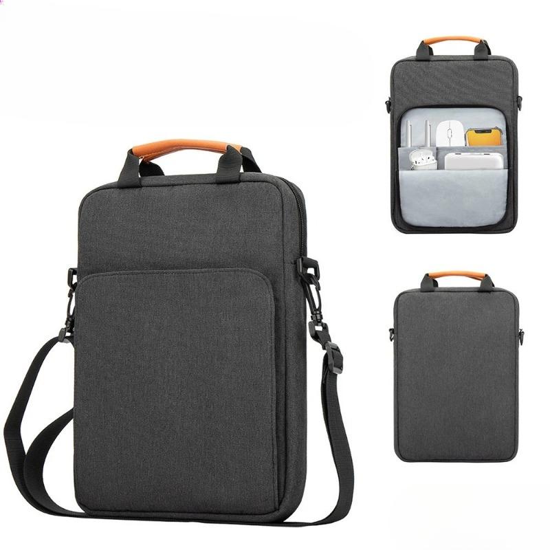 14 Inch Vertical Laptop Bag with Flat Inner Compartment - Waterproof Padded Shoulder Bag, Multi-Functional Storage Organizer